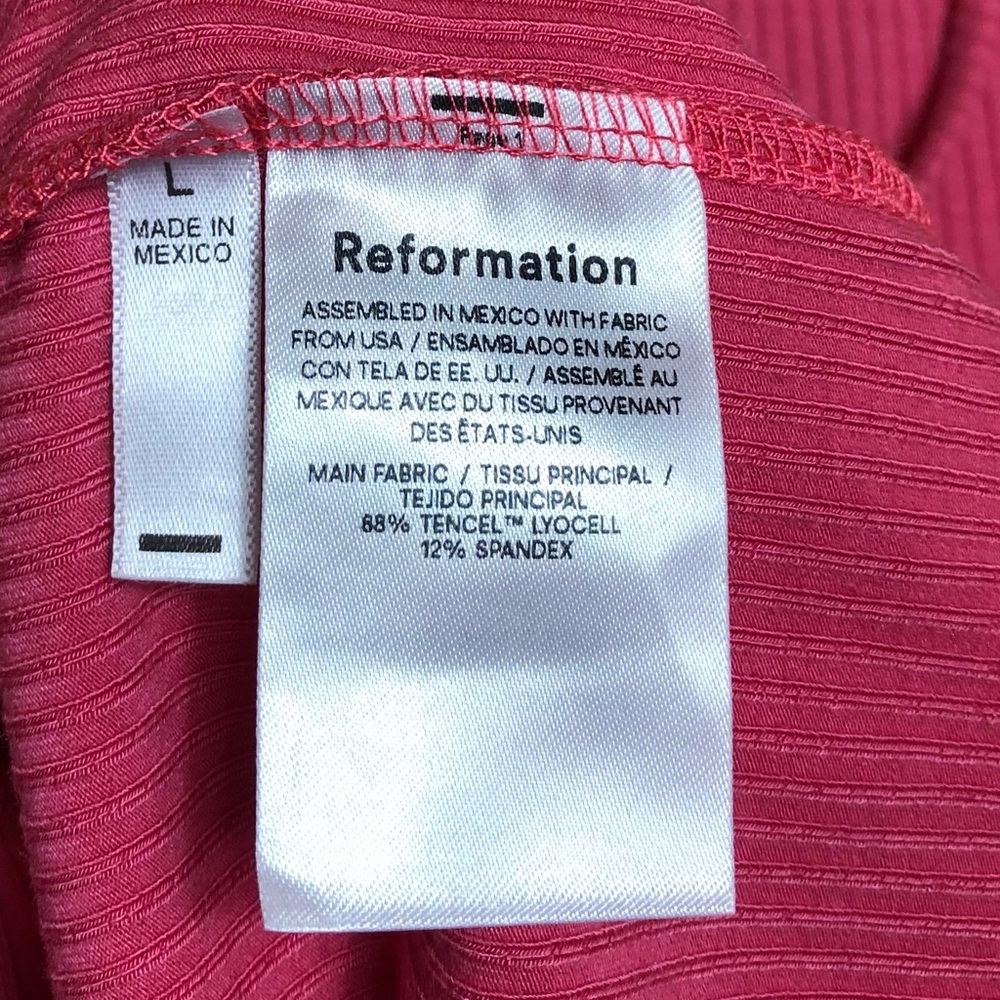 NWT Reformation Ribbed Minidress Pink Stretch Tencel Lyocell Womens Large - Picture 5 of 7